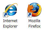 Internet ExplorerアイコンとFirefoxアイコン
